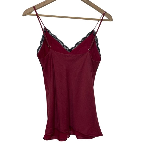 BOBSTORE | Red Spaghetti Strap Camisole with Black Lace Trim | Size PS - Picture 3 of 11